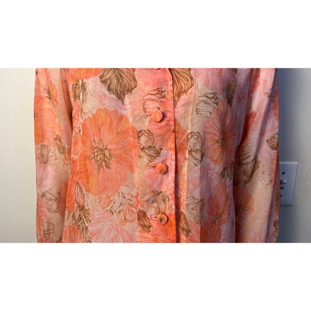 VINTAGE FLORAL 50'S  SHEER JACKET M - Picture 3 of 6